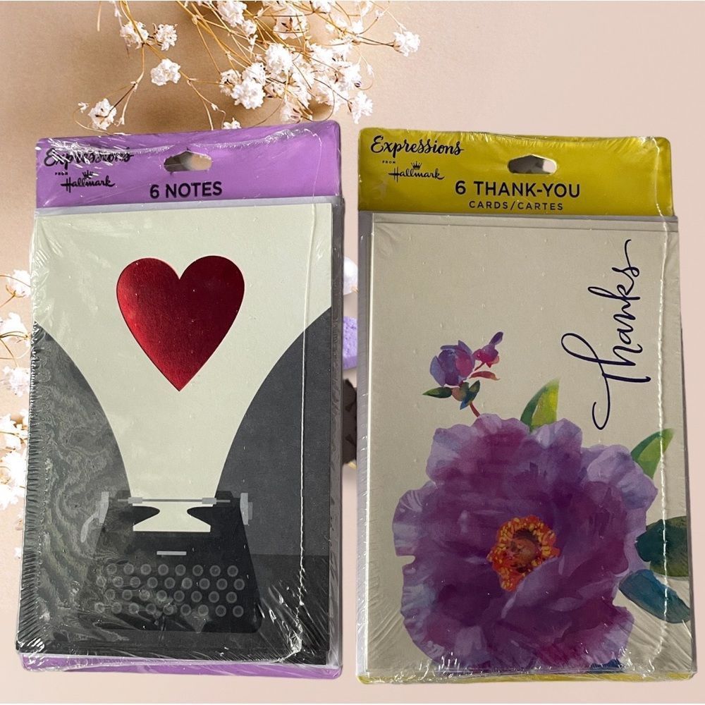 12 Blank Cards Thank You & Foil Heart